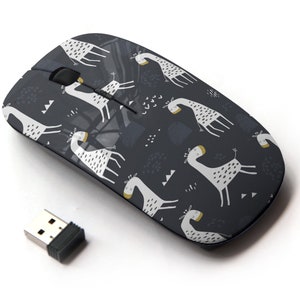 Lindo patrón de impresión de jirafa - ratón inalámbrico, ratón óptico portátil 2.4G con receptor Nano USB para niños, niños.