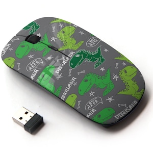 Lindo patrón de impresión de dinosaurio T-Rex - ratón inalámbrico, ratón óptico portátil 2.4G con receptor Nano USB para niños, niños.