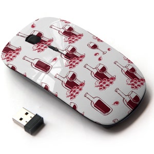 Patrón de vino de botella - ratón inalámbrico, ratón óptico portátil 2.4G con receptor Nano USB para niños, niños.