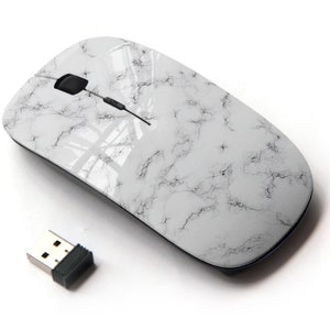 Patrón de textura de mármol - ratón inalámbrico, ratón óptico portátil 2.4G con receptor Nano USB para niños, niños.