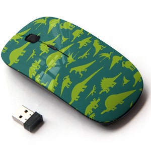 Dinosaurios Dino Texture Icons Print - Ratón inalámbrico, ratón óptico portátil 2.4G con receptor Nano USB para niños, niños.