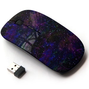 Dark Blue Universe Glittering Pattern - Wireless Mouse, 2.4G Portable Optical Mouse with Nano USB Receiver for Kids, Children.
