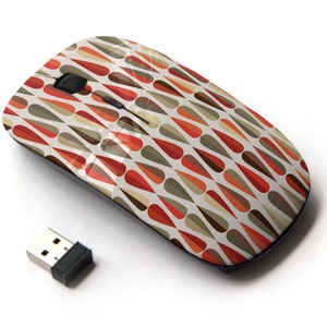 Midcentury Modern Style Retro Print Pattern - Ratón inalámbrico, ratón óptico portátil 2.4G con receptor Nano USB para niños, niños.