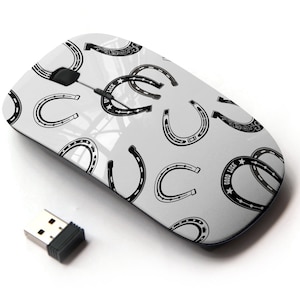 Patrón de icono de herradura - Ratón inalámbrico, ratón óptico portátil 2.4G con receptor Nano USB para niños, niños.