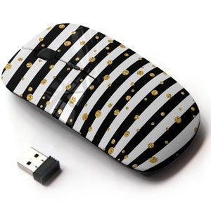 Gold Polka Dot On Print Pattern - Ratón inalámbrico, ratón óptico portátil 2.4G con receptor Nano USB para niños, niños.