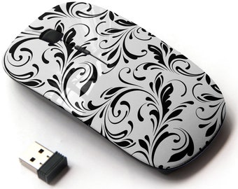 Swirls Pattern - Wireless Mouse, 2.4G Portable Optical Mouse with Nano USB Receiver for Kids, Children.