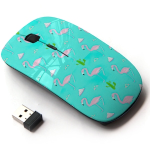 Flamingo Cactus Raster Pattern - Ratón inalámbrico, ratón óptico portátil 2.4G con receptor Nano USB para niños, niños.