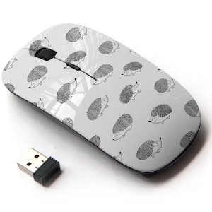 Lindo patrón de erizos de acuarela: mouse inalámbrico, mouse óptico portátil 2.4G con receptor Nano USB para niños, niños.