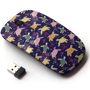 Patrón de algas de tortugas marinas - ratón inalámbrico, ratón óptico portátil 2.4G con receptor Nano USB para niños, niños.