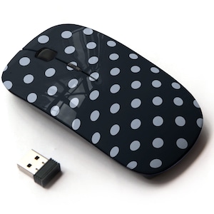 Polka Dots Icons Pattern Print - Ratón inalámbrico, ratón óptico portátil 2.4G con receptor Nano USB para niños, niños.