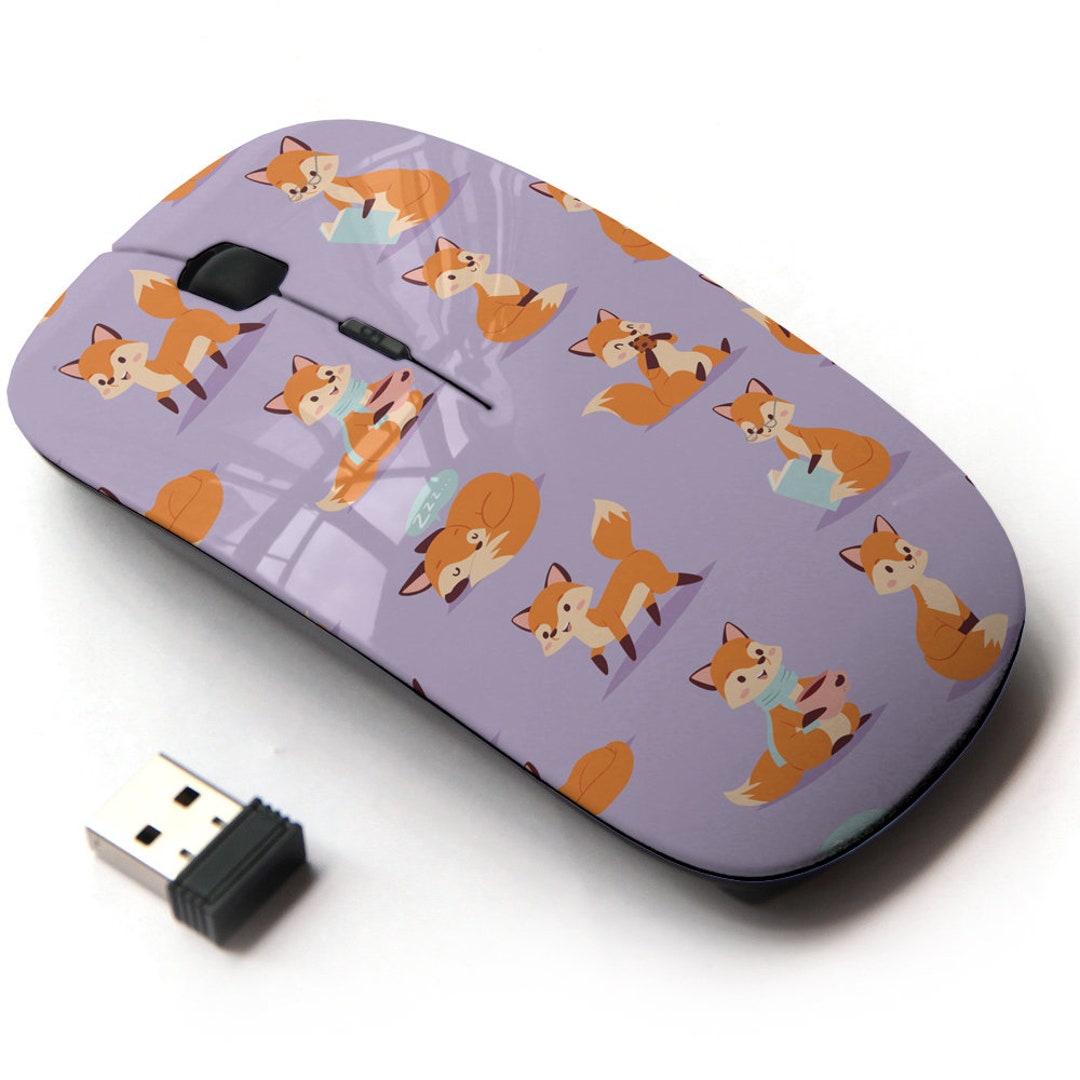 Cute Cartoon Fox Adorable Pattern Print - Wireless Mouse, 2.4G Portable ...