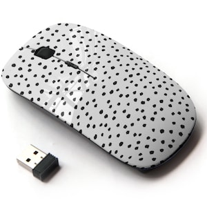 Patrón de impresión de lunares - Ratón inalámbrico, ratón óptico portátil 2.4G con receptor Nano USB para niños, niños.