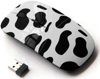Cow Pattern - Wireless Mouse, 2.4G Portable Optical Mouse with Nano USB Receiver for Kids, Children.