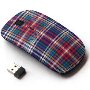 Tartan Plaid Pattern Print - Ratón inalámbrico, ratón óptico portátil 2.4G con receptor Nano USB para niños, niños.