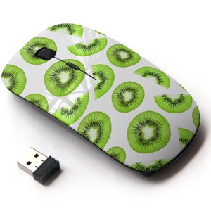 Fresh Kiwi Fruit Icons Print - Ratón inalámbrico, ratón óptico portátil 2.4G con receptor Nano USB para niños, niños.