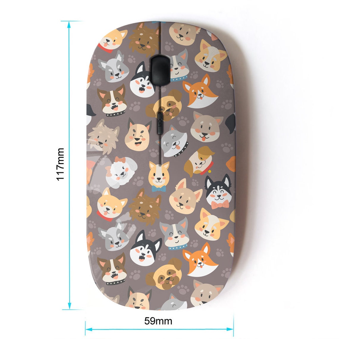 Cute Cartoon Dog Icons Print - Wireless Mouse, 2.4G Portable Optical ...