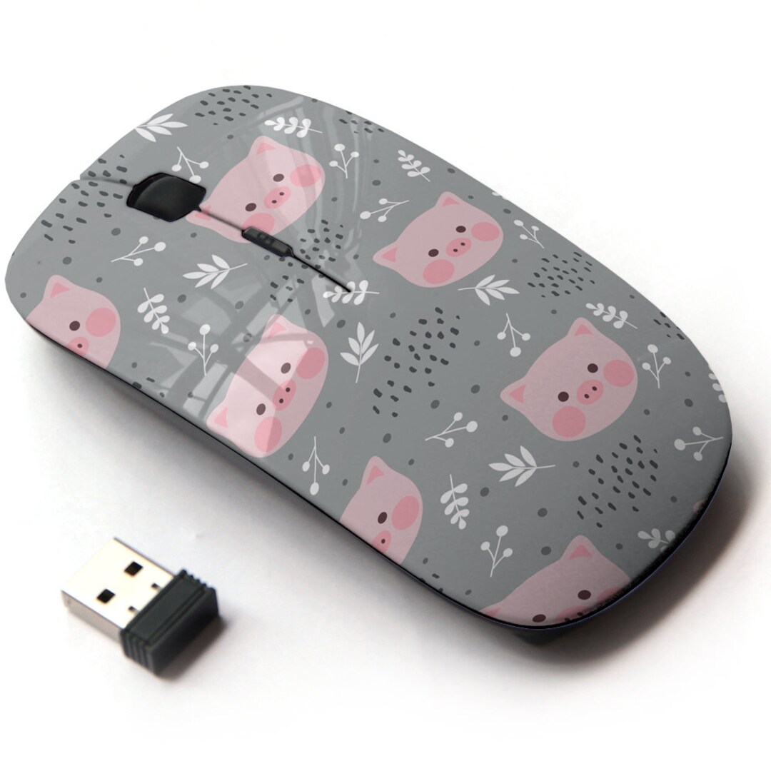 Cute Pig Print Pattern - Wireless Mouse, 2.4G Portable Optical Mouse ...