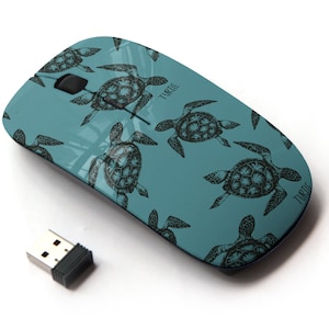Patrón de tortuga marina tropical - Ratón inalámbrico, ratón óptico portátil 2.4G con receptor Nano USB para niños, niños.