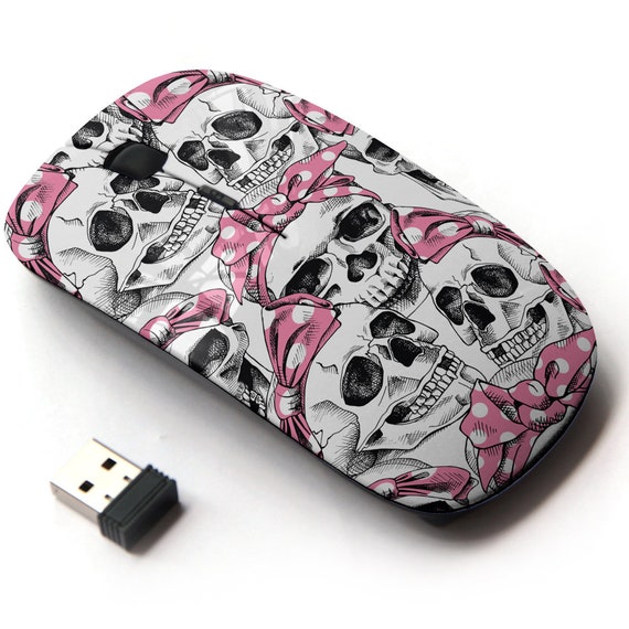 Skull Design Computer Mouse Black Rose Skull Wireless Mouse - 2.4G ...