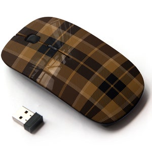 Brown Tartan Plaid Scottish Pattern - Ratón inalámbrico, ratón óptico portátil 2.4G con receptor Nano USB para niños, niños.