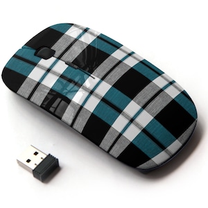 Patrón tradicional de tartan a cuadros - ratón inalámbrico, ratón óptico portátil 2.4G con receptor Nano USB para niños, niños.