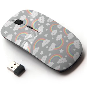 Patrón de impresión arco iris - ratón inalámbrico, ratón óptico portátil 2.4G con receptor Nano USB para niños, niños.