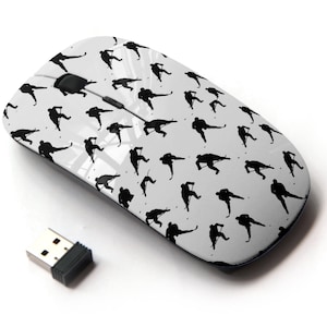 Patrón de impresión de jugadores de hockey: mouse inalámbrico, mouse óptico portátil 2.4G con receptor Nano USB para niños, niños.