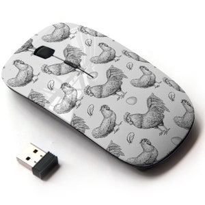 Cría de pollos en patrón de impresión: ratón inalámbrico, ratón óptico portátil 2.4G con receptor Nano USB para niños, niños.