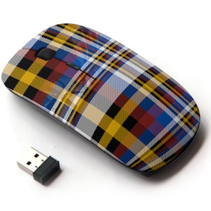 Tartan Plaid Checkered Pattern Print - Ratón inalámbrico, ratón óptico portátil 2.4G con receptor Nano USB para niños, niños.