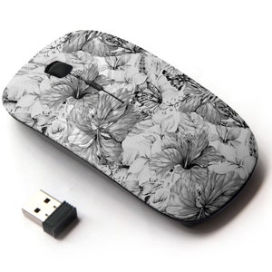 Watercolor Butterfly Vintage Tropical Pattern Print - Ratón inalámbrico, ratón óptico portátil 2.4G con receptor Nano USB para niños, niños.