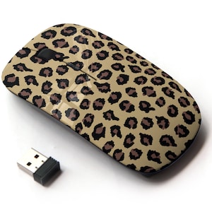 Leopard Print On Print Pattern - Ratón inalámbrico, ratón óptico portátil 2.4G con receptor Nano USB para niños, niños.
