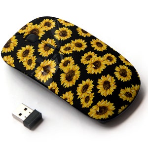 Patrón de girasol - Ratón inalámbrico, ratón óptico portátil 2.4G con receptor Nano USB para niños, niños.
