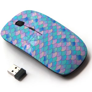 Patrón de impresión Mermaid Tale - Ratón inalámbrico, ratón óptico portátil 2.4G con receptor Nano USB para niños, niños.