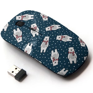 Lindo patrón de oso polar - ratón inalámbrico, ratón óptico portátil 2.4G con receptor Nano USB para niños, niños.