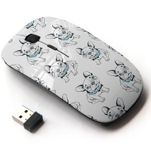 Lindo patrón de bulldog francés - ratón inalámbrico, ratón óptico portátil 2.4G con receptor Nano USB para niños, niños.