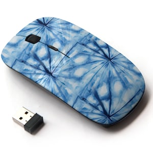 Tiedye Indigo Color Print Pattern - Ratón inalámbrico, ratón óptico portátil 2.4G con receptor Nano USB para niños, niños.