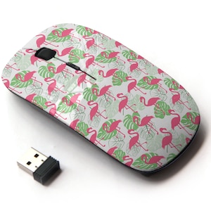 Lindo patrón Flamingo - Ratón inalámbrico, ratón óptico portátil 2.4G con receptor Nano USB para niños, niños.