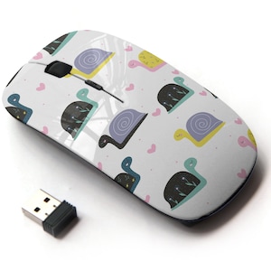Lindo patrón de impresión de caracol pequeño - ratón inalámbrico, ratón óptico portátil 2.4G con receptor Nano USB para niños, niños.