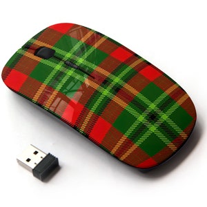 Patrón de plaid de tartán de alto detalle: mouse inalámbrico, mouse óptico portátil 2.4G con receptor Nano USB para niños, niños.