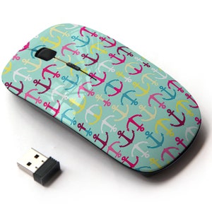 Impresión de iconos de anclajes coloridos: mouse inalámbrico, mouse óptico portátil 2.4G con receptor Nano USB para niños, niños.