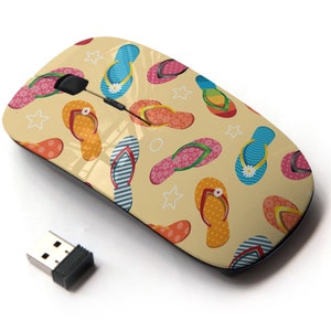 Coloridas chanclas de verano de impresión de temas - ratón inalámbrico, ratón óptico portátil 2.4G con receptor Nano USB para niños, niños.