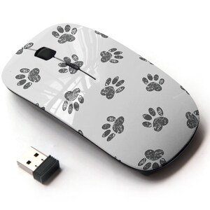 Cute Animal Paw Icon Pattern Print - Ratón inalámbrico, ratón óptico portátil 2.4G con receptor Nano USB para niños, niños.