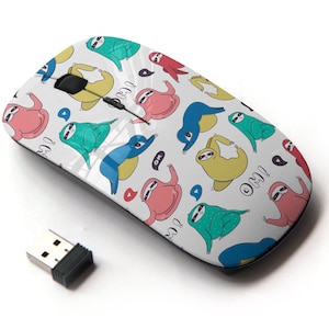 Color perezoso Yoga Varias posturas Patrón de impresión - Ratón inalámbrico, ratón óptico portátil 2.4G con receptor Nano USB para niños, niños.