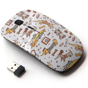 Animales Divertidos Perros Impresión - Ratón inalámbrico, Ratón óptico portátil 2.4G con receptor Nano USB para niños, niños.