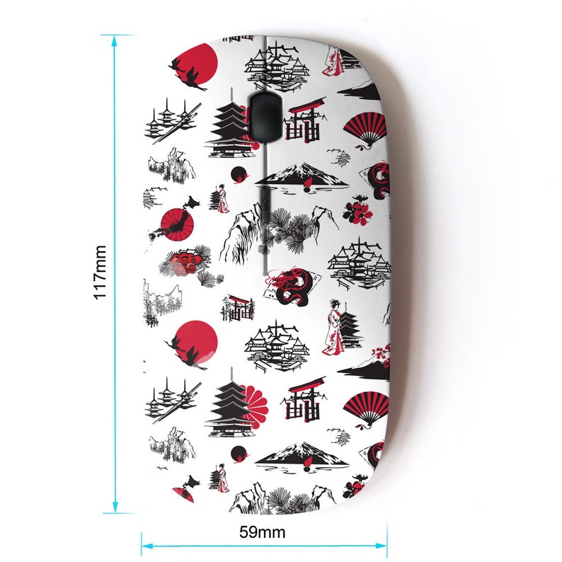 Japanese Miniatures on Print Pattern - Wireless Mouse, 2.4G Portable ...