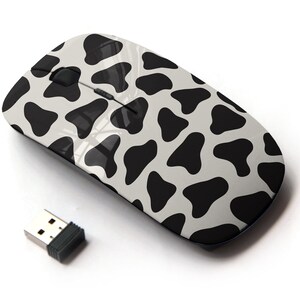 Patrón de manchas dálmatas de vaca - Ratón inalámbrico, ratón óptico portátil 2.4G con receptor Nano USB para niños, niños.