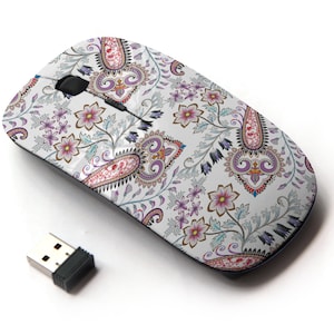 Patrón paisley decorativo - ratón inalámbrico, ratón óptico portátil 2.4G con receptor Nano USB para niños, niños.