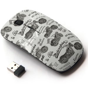 Patrón de impresión de motocicleta - Ratón inalámbrico, ratón óptico portátil 2.4G con receptor Nano USB para niños, niños.