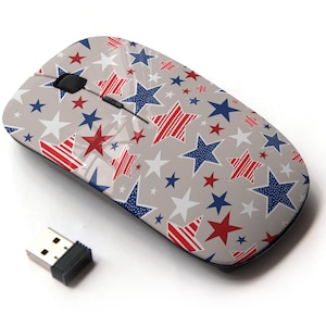 4th July American Icons Pattern Print - Wireless Mouse, 2.4G Portable Optical Mouse with Nano USB Receiver for Kids, Children.