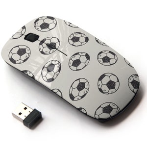 Doodle Soccer Icon Print - Ratón inalámbrico, ratón óptico portátil 2.4G con receptor Nano USB para niños, niños.